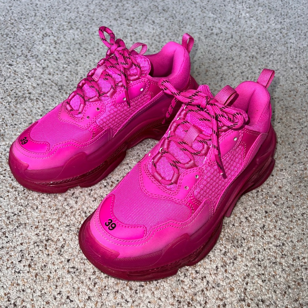 Balenciaga Triple S clear sole sneaker in fuchsia pink size EU39 US9 Authentic. - Picture 8 of 11